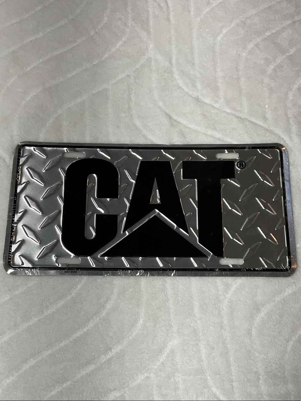 Caterpillar Silver & Black Diamond Plate Logo Plate